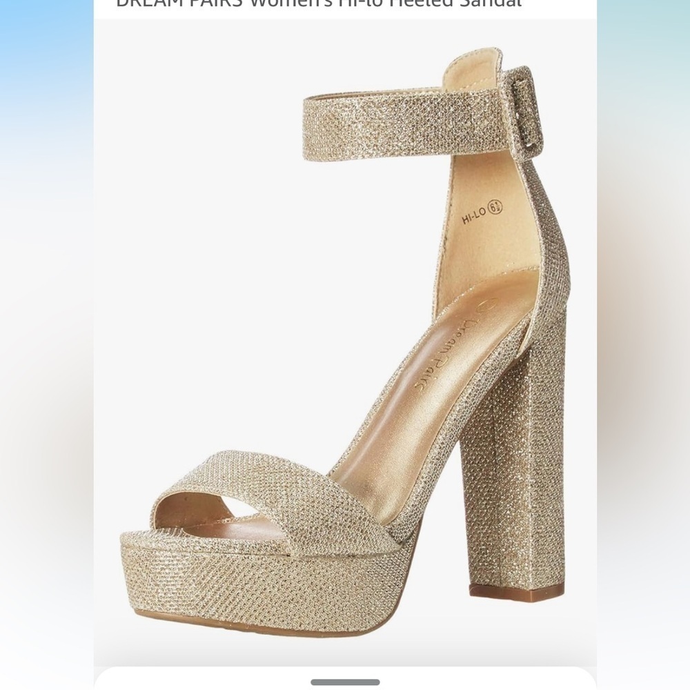 Dream Pairs Women's Gold Glitter Heeled Sandals size 7